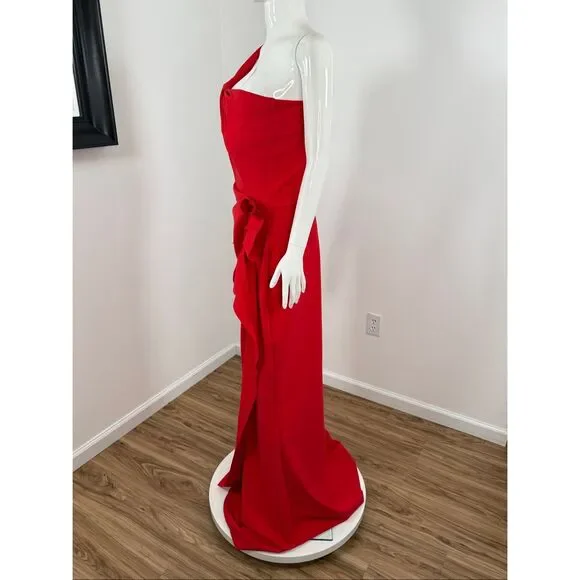 Chiara Boni La Petite Robe Womens Seki One-Shoulder Gown Passion Size 14 - Picture 8 of 11